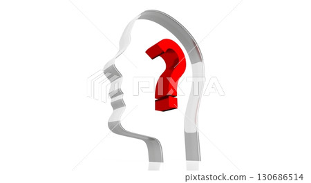 Head shape, question mark - 3D illustration Head shape, question mark - 3D illustration 130686514