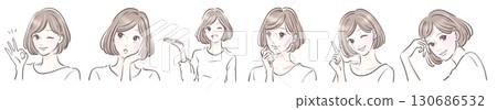 Illustration material set of women and girls 130686532