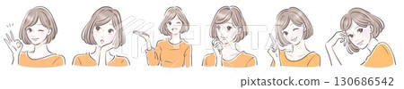 Illustration material set of women and girls 130686542