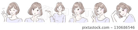 Illustration material set of women and girls Illustration material set of women and girls 130686546