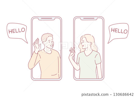 Online Communication, chatting and technologies concept. 130686642