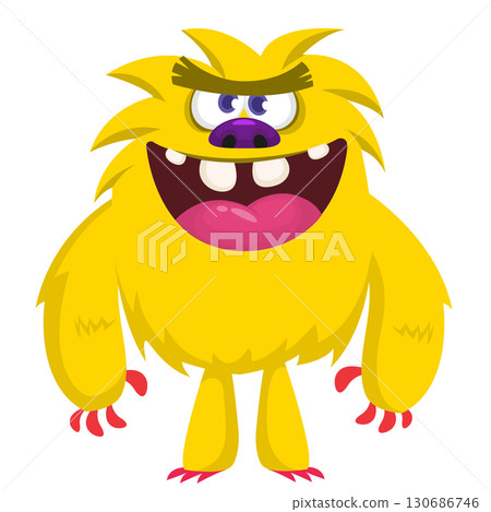 Cartoon funny monster character design with funny face expression. Halloween vector illustration 130686746