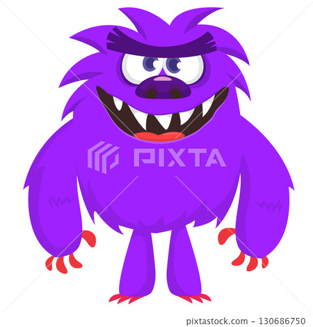 Cartoon funny monster character design with funny face expression. Halloween vector illustration 130686750