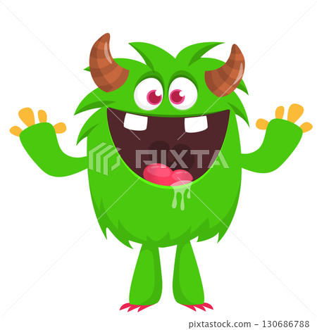 Cartoon funny monster character design with funny face expression. Halloween vector illustration Cartoon funny monster character design with funny face expression. Halloween vector illustration 130686788