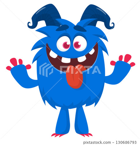 Cartoon funny monster character design with funny face expression. Halloween vector illustration Cartoon funny monster character design with funny face expression. Halloween vector illustration 130686793