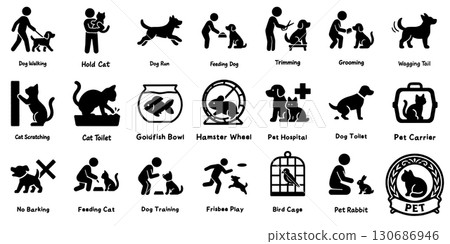 Animal Silhouette Pictograms 130686946