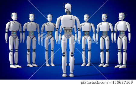 Humanoid robots - training concept - 3D illustration 130687109