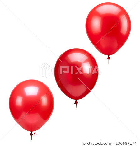 Blue and white party balloons floating in the air on a white background. 130687174