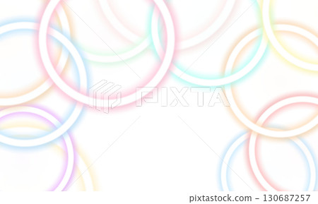 An illustration of a circle made up of fluorescent rings in pink, light blue, orange, and other colors An illustration of a circle made up of fluorescent rings in pink, light blue, orange, and other colors 130687257
