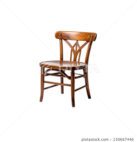Vintage brown wooden chair isolated on white background 130687446