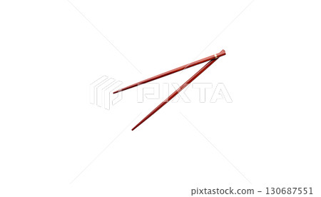 Isolated wooden chopsticks on a white background 130687551