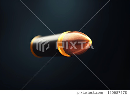 A metal bullet moving through air, at black background A metal bullet moving through air, at black background 130687578