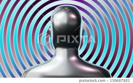 Metallic head shape - 3D illustration Metallic head shape - 3D illustration 130687881