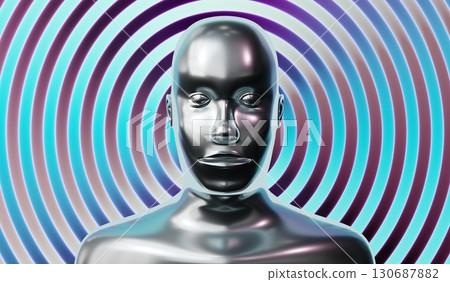 Metallic head shape - 3D illustration Metallic head shape - 3D illustration 130687882