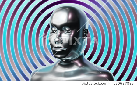 Metallic head shape - 3D illustration Metallic head shape - 3D illustration 130687883
