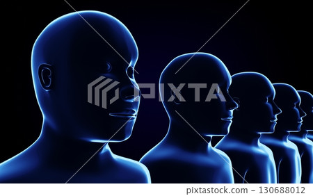 Geometrical men faces - 3D illustration Geometrical men faces - 3D illustration 130688012