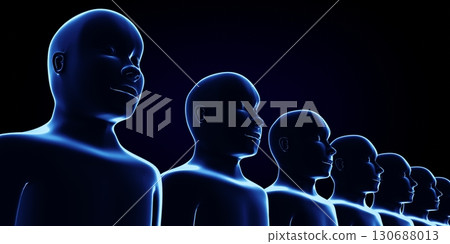 Geometrical men faces - 3D illustration 130688013