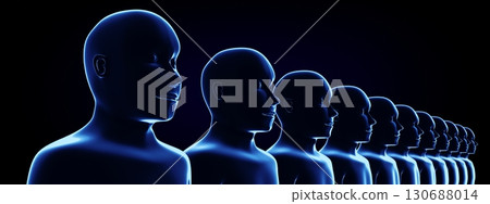 Geometrical men faces - 3D illustration Geometrical men faces - 3D illustration 130688014