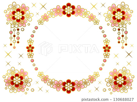 Patterned floral accessory-style frame set, pink 130688027