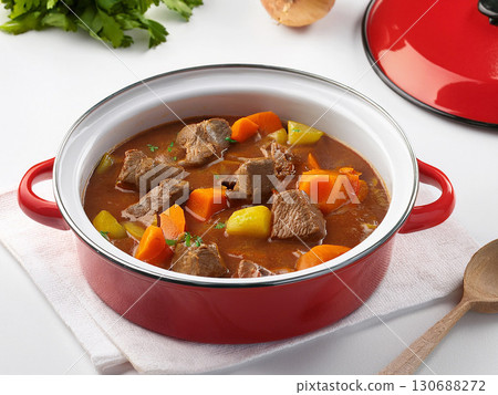 Beef stew with lots of ingredients 130688272