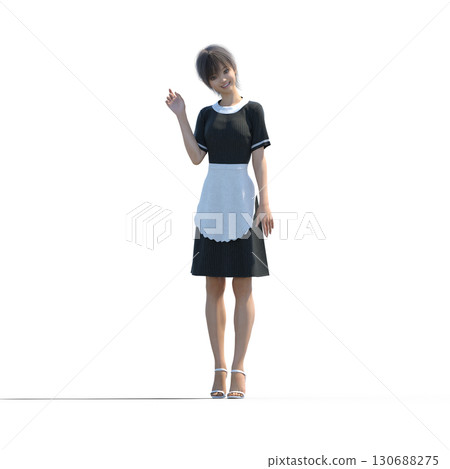 Young woman wearing an apron, waitress, hall staff Young woman wearing an apron, waitress, hall staff 130688275