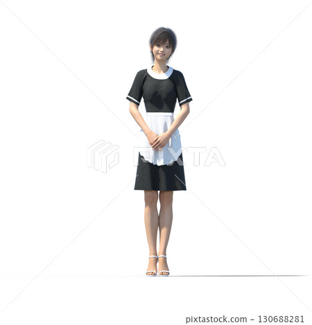 繫著圍裙的年輕女子、女服務生、大廳工作人員 繫著圍裙的年輕女子、女服務生、大廳工作人員 130688281