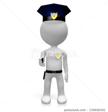 Cartoon character policeman with a gun - 3D illustration Cartoon character policeman with a gun - 3D illustration 130688392
