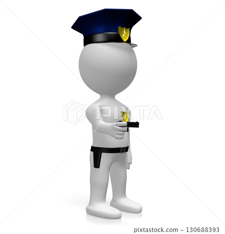 Cartoon character policeman with a gun - 3D illustration Cartoon character policeman with a gun - 3D illustration 130688393