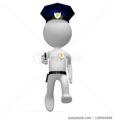 Cartoon character policeman with a gun - 3D illustration Cartoon character policeman with a gun - 3D illustration 130688406