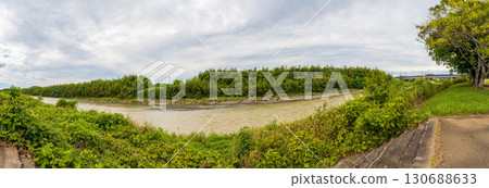 River scenery, Ota River, summer, after the rain 130688633
