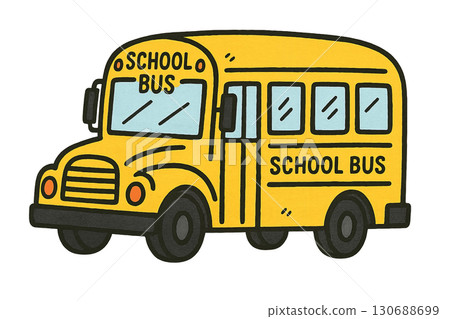 Yellow school bus illustration with windows, isolated on transparent background Yellow school bus illustration with windows, isolated on transparent background 130688699