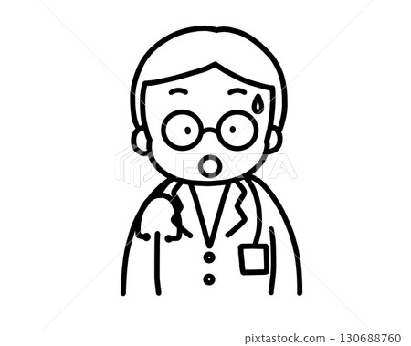 Illustration of a middle-aged male doctor wearing a white coat Surprised 130688760