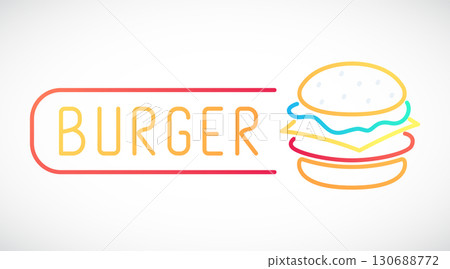 Colorful Burger emblem in line style. 130688772