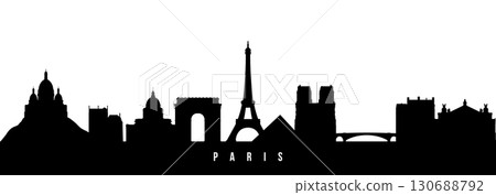 Vector silhouette illustration of Paris City urban skyline. 130688792