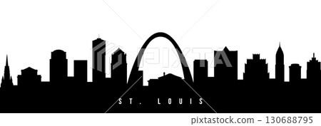 Vector silhouette illustration of St.Louis City urban skyline.  130688795