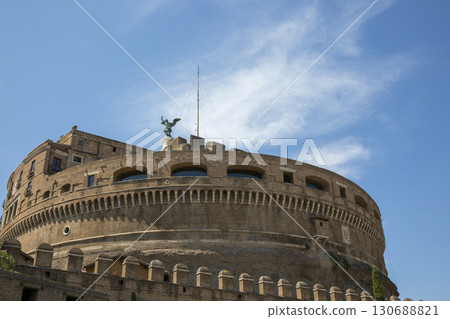 Rome, Italy - August 17, 2019: Castel Sant'Angelo, an architectural monument on the banks of the Tiber in the center of Rome Rome, Italy - August 17, 2019: Castel Sant'Angelo, an architectural monument on the banks of the Tiber in the center of Rome 130688821