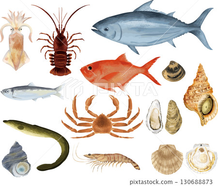 水彩海鮮套裝 130688873