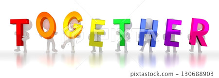 Together - colorful letters - 3D illustration 130688903