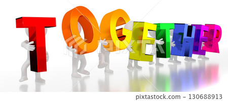 Together - colorful letters - 3D illustration 130688913