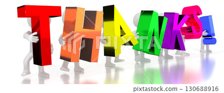 Thanks! - colorful letters - 3D illustration 130688916