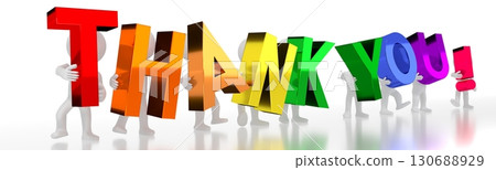 Thank you! - colorful letters - 3D illustration Thank you! - colorful letters - 3D illustration 130688929