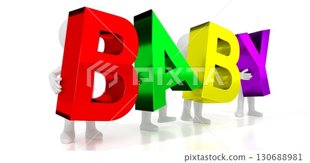 Baby - colorful letters - 3D illustration 130688981