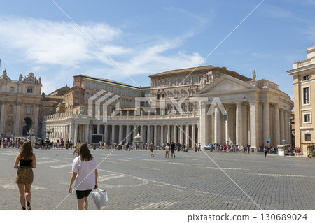 Rome, Italy - August 16, 2019: Fragment of St. Peter's Square in Rome Rome, Italy - August 16, 2019: Fragment of St. Peter's Square in Rome 130689024