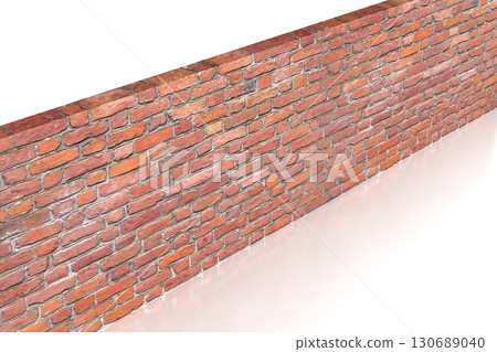 Brick wall isolated on white background - 3D illustration Brick wall isolated on white background - 3D illustration 130689040