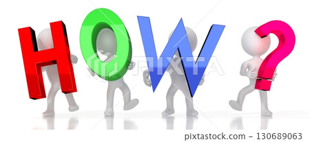 How? - colorful letters - 3D illustration How? - colorful letters - 3D illustration 130689063