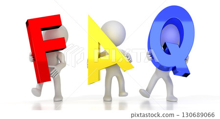 FAQ - frequently asked questions - colorful letters - 3D illustration 130689066