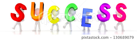 Success - colorful letters - 3D illustration Success - colorful letters - 3D illustration 130689079