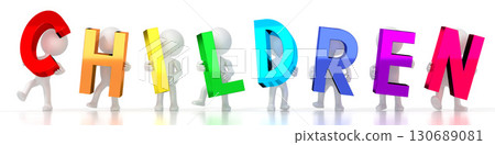 Children - colorful letters - 3D illustration 130689081