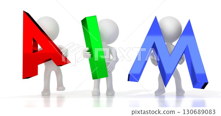 Aim - colorful letters - 3D illustration 130689083