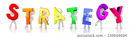 Strategy - colorful letters - 3D illustration Strategy - colorful letters - 3D illustration 130689084